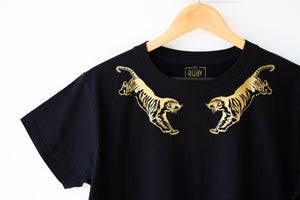 Black T-shirt with  Gold flying Tigers